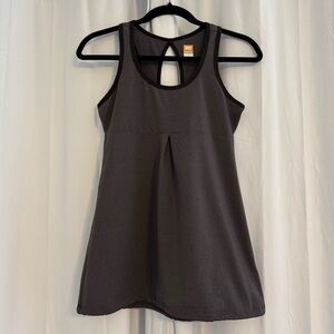 Lucy Racerback Keyhole Athletic Tank Top Pleat Front Gray Size Small